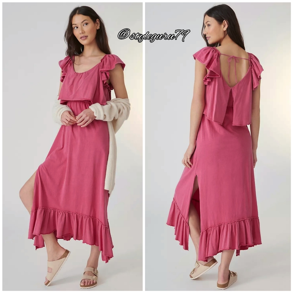 NWT, Anthropologie, Daily Practice by Anthropologie Ruffled Midi Dress i…